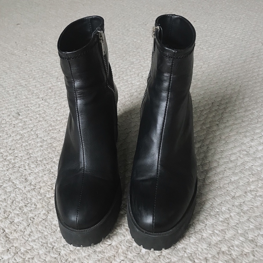 Zara leather ankle booties boots